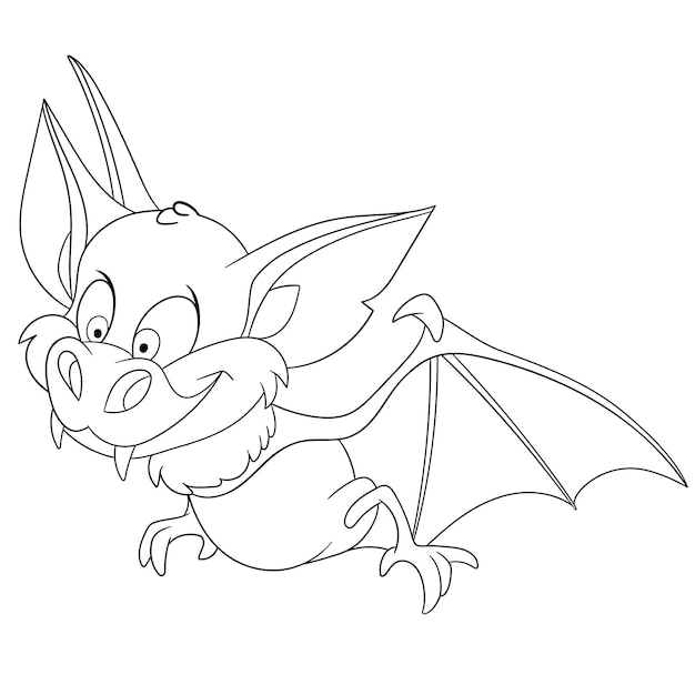 Premium vector cute vampire bat flying cartoon coloring book page for kids