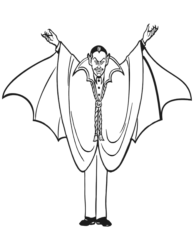 Vampire coloring page count dracula with arms out