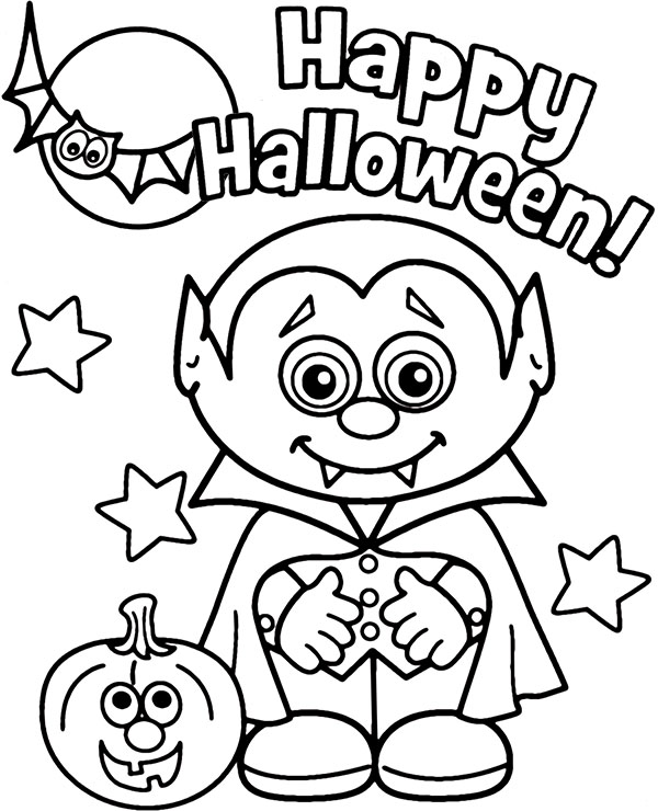 Halloween coloring page with vampire