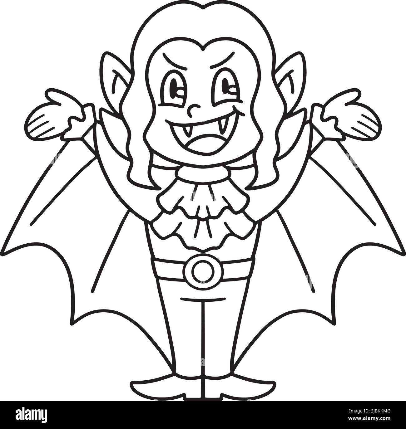 Girl vampire halloween isolated coloring page stock vector image art