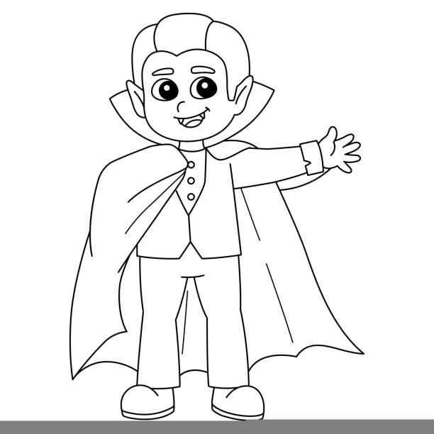 Vampire halloween coloring page isolated for kids stock illustration