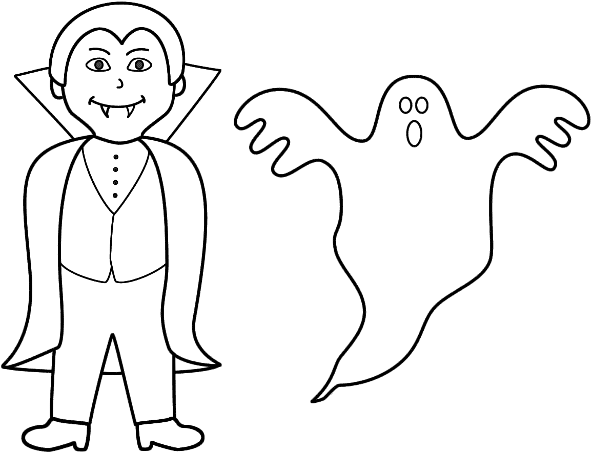 Ghost and vampire coloring page