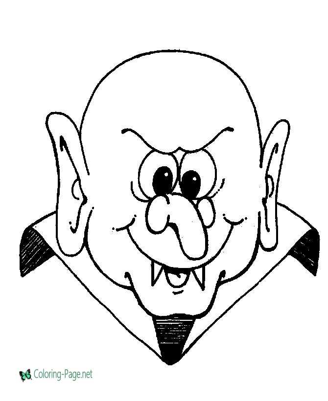 Dracula face halloween coloring pages