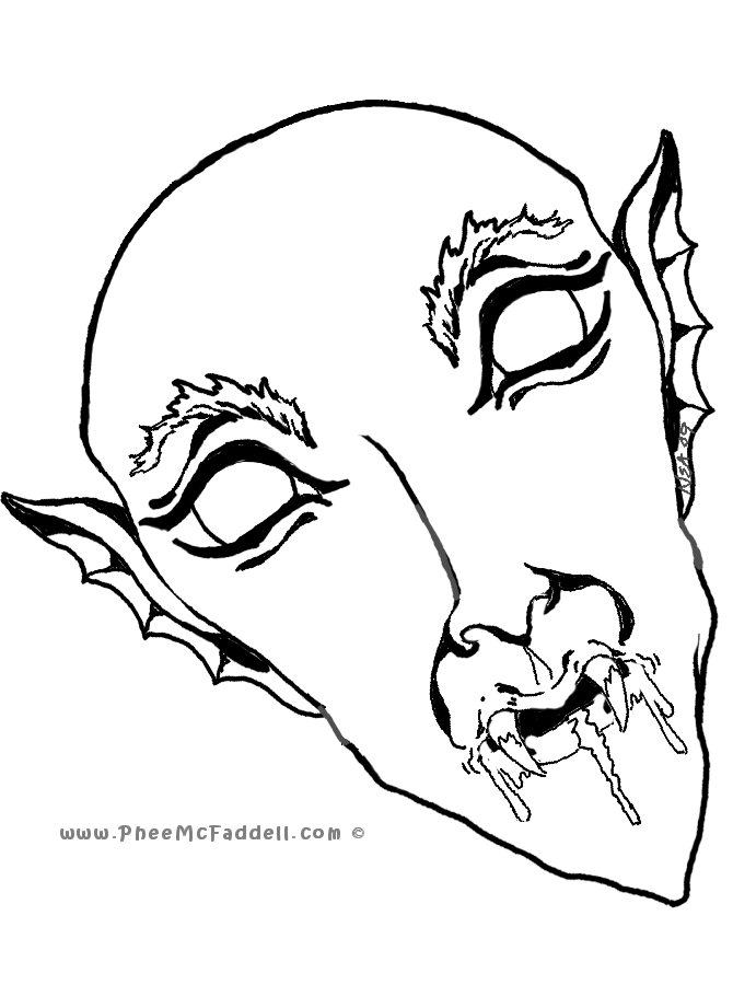 Vampire mask coloring page