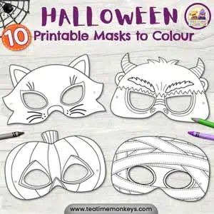 Printable halloween masks for colouring