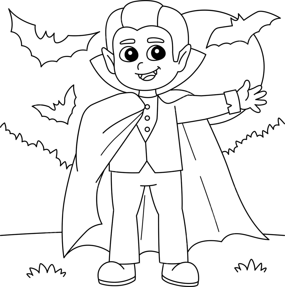 Vampire halloween coloring page for kids outline color coloring page vector halloween drawing ring drawing kid drawing png and vector with transparent background for free download