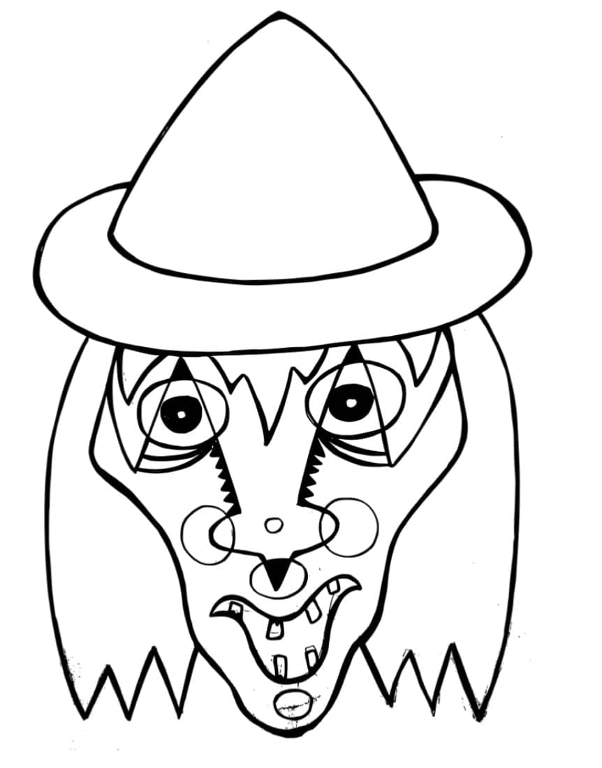 Halloween skull mask coloring page