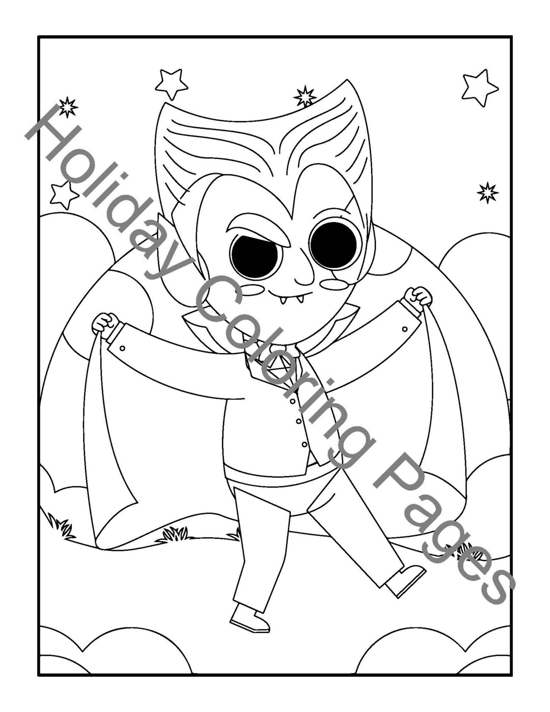 Vampire kids halloween coloring page