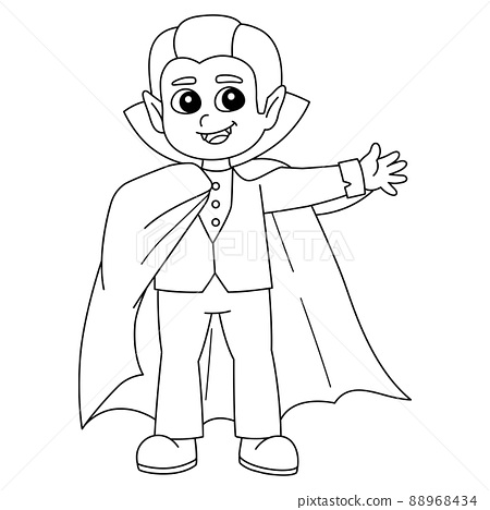 Vampire halloween coloring page isolated for kids