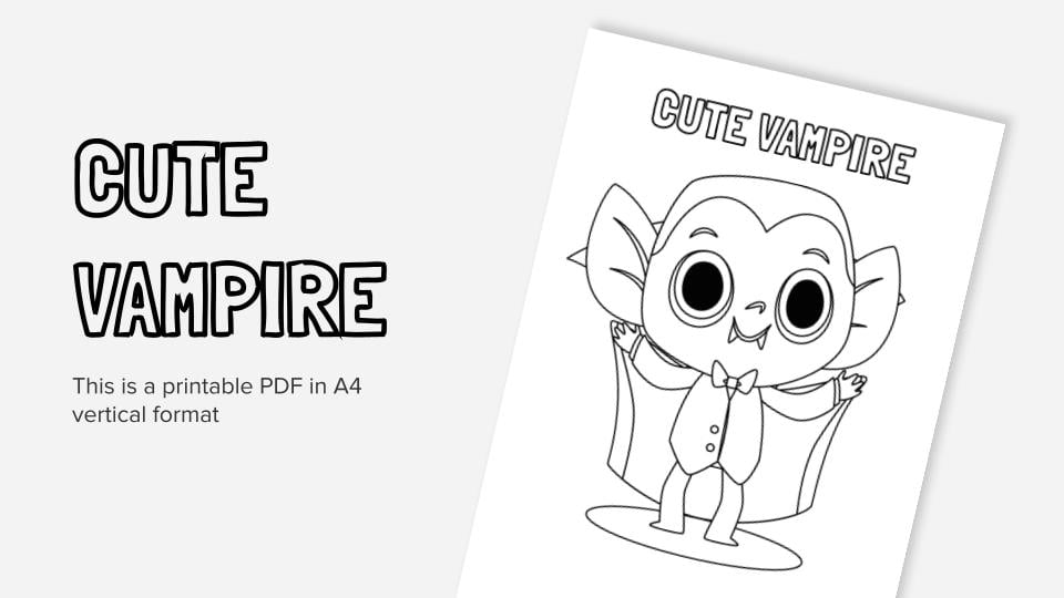 Cute vampire printable coloring worksheet