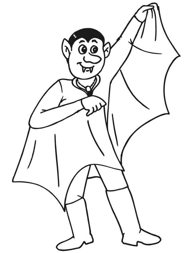 Vampire coloring page guy dressed like a vampire