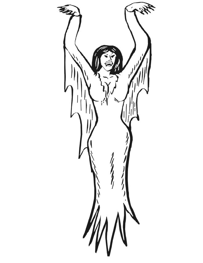 Vampire coloring page female vampire with arms up