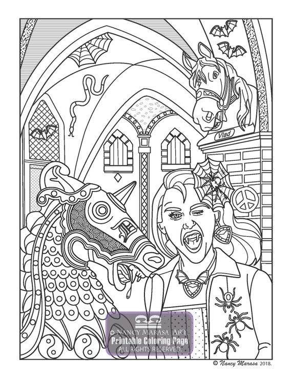 Vampires after dark vampire war horse coloring page coloring pages for adults and teens coloring sheets romantic gothic fantasy
