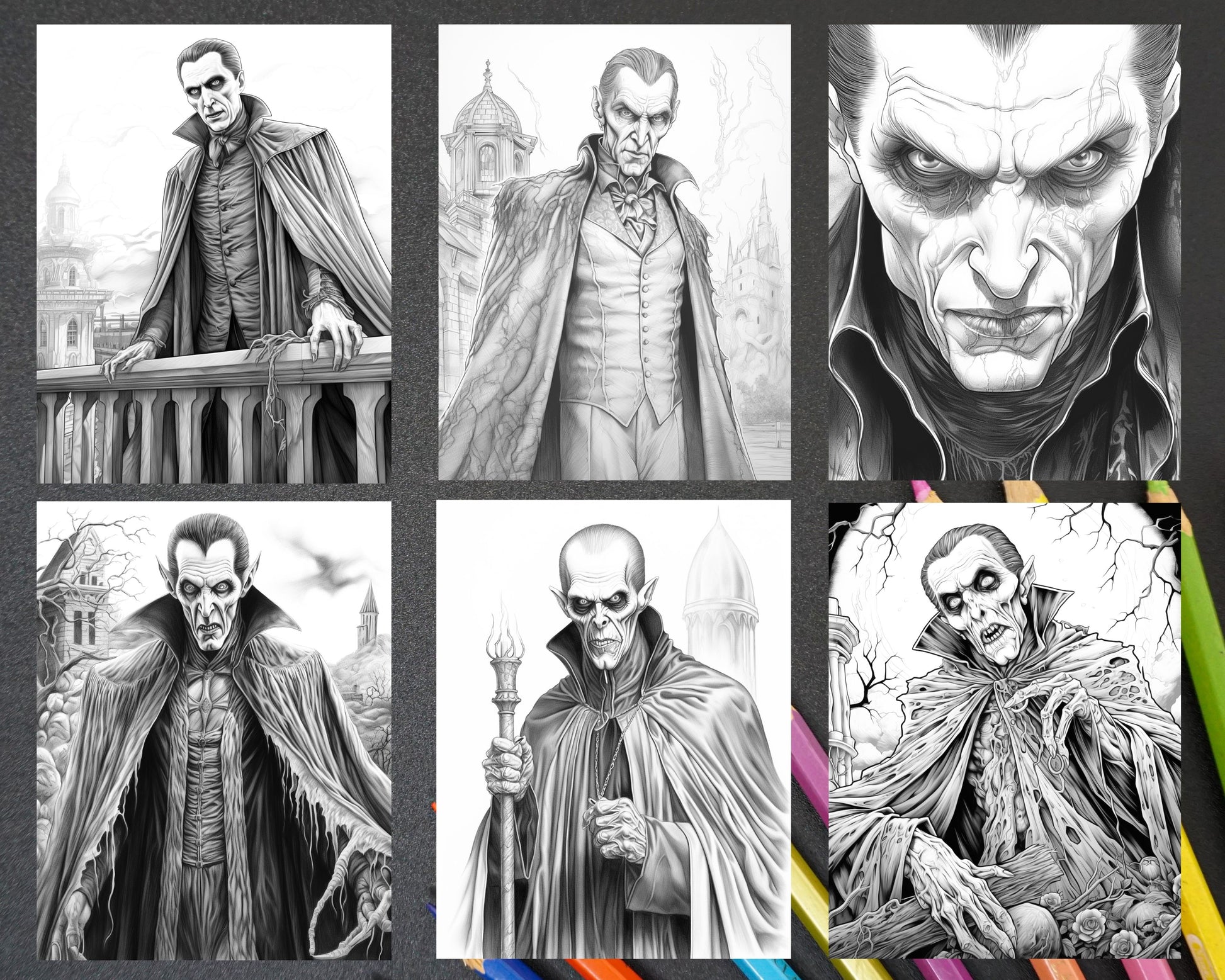 Count dracula grayscale coloring pages printable for adults pdf fi â coloring
