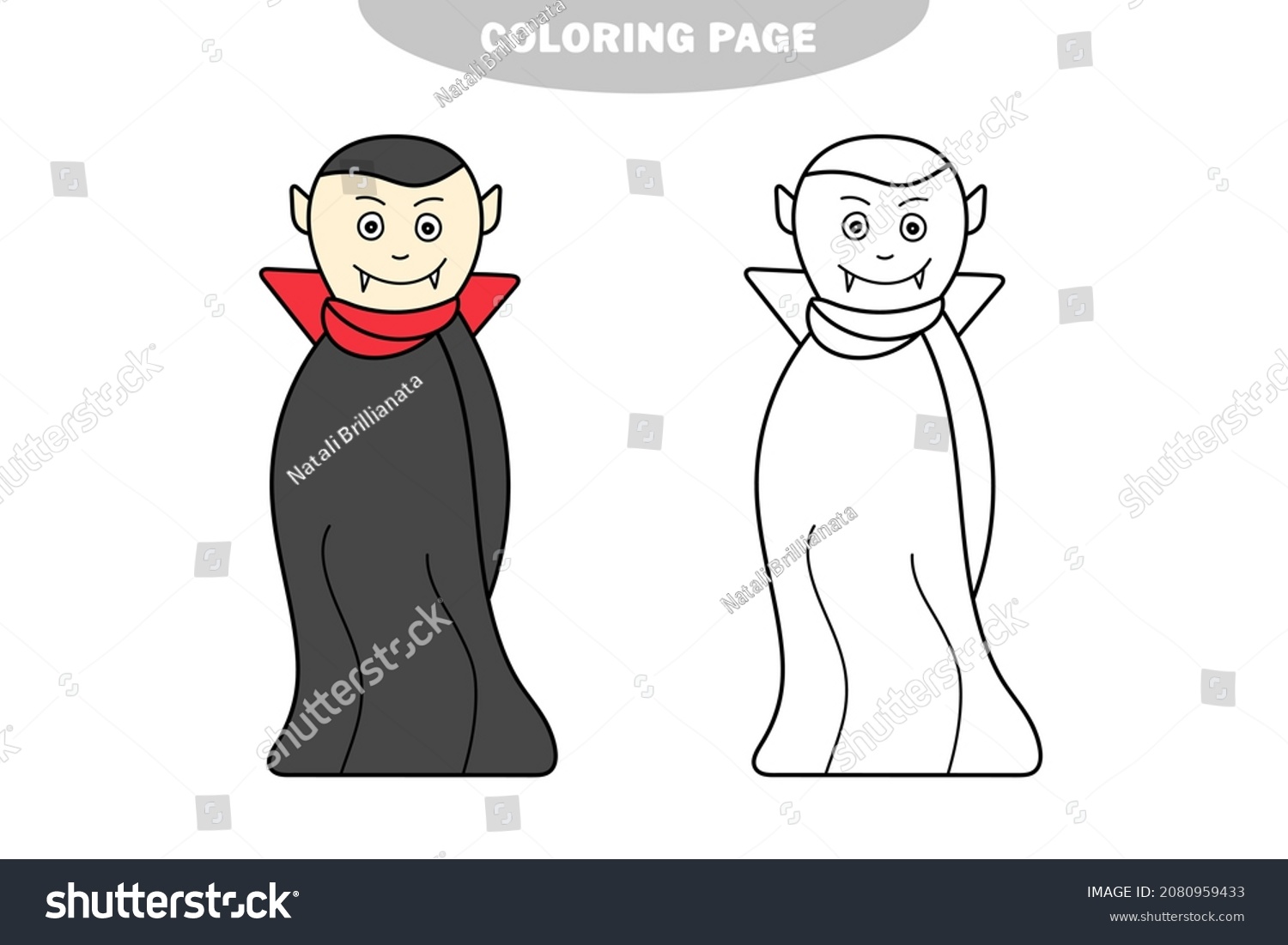 Simple coloring page coloring page vampire stock vector royalty free