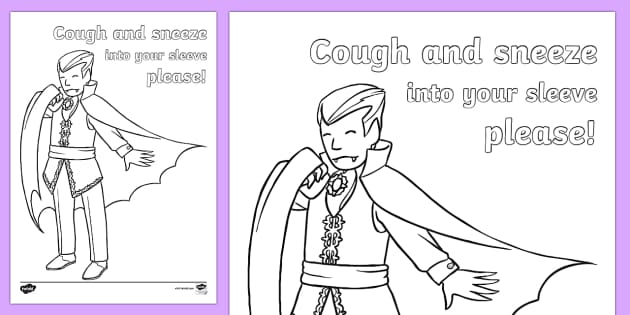 Sneezing vampire colouring page save time planning