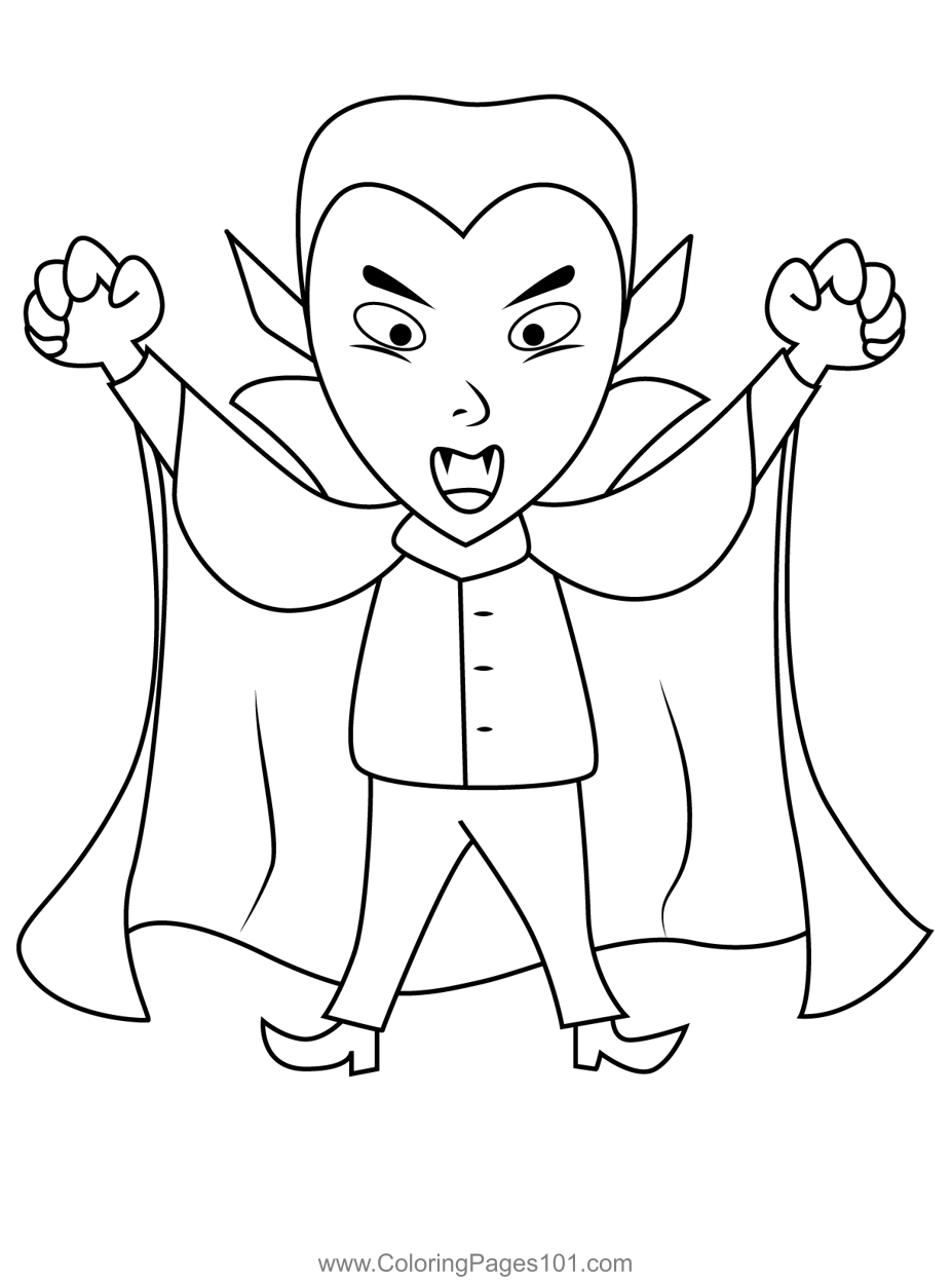 Scary vampire coloring page for kids