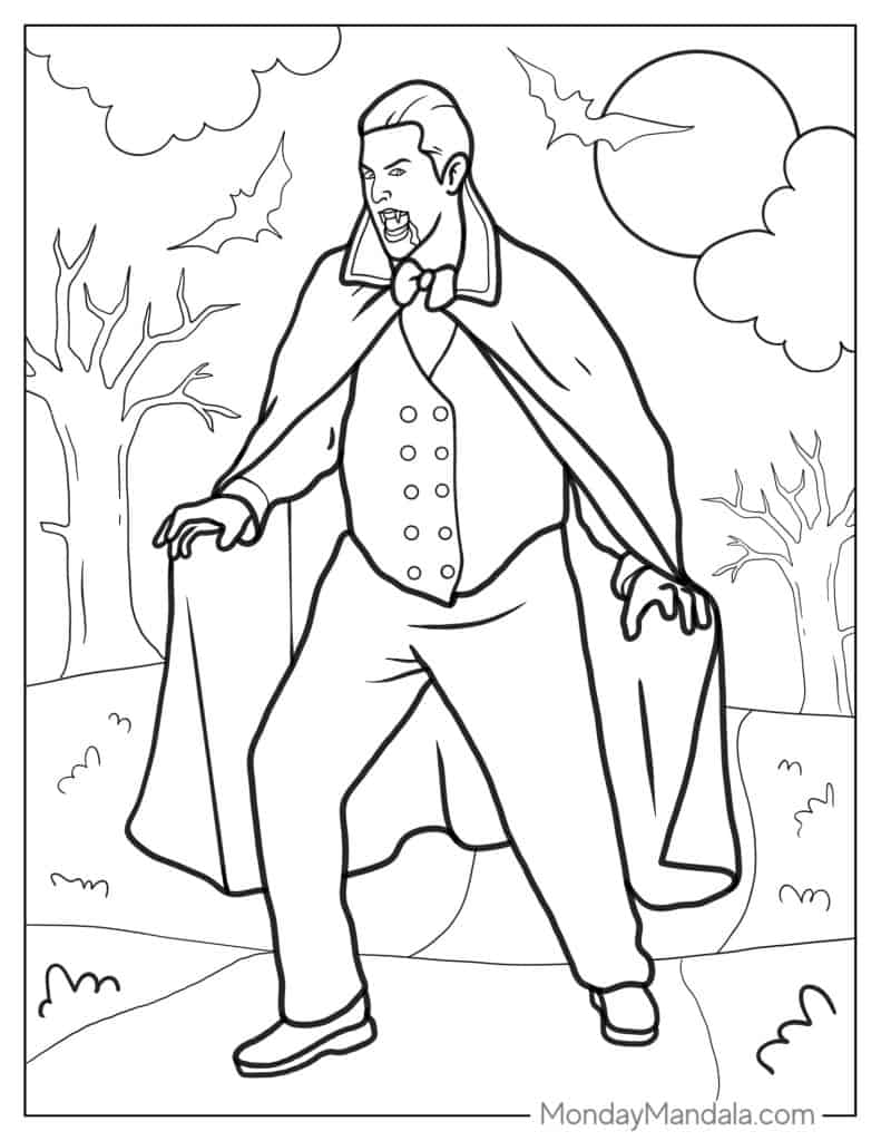 Vampire coloring pages free pdf printables