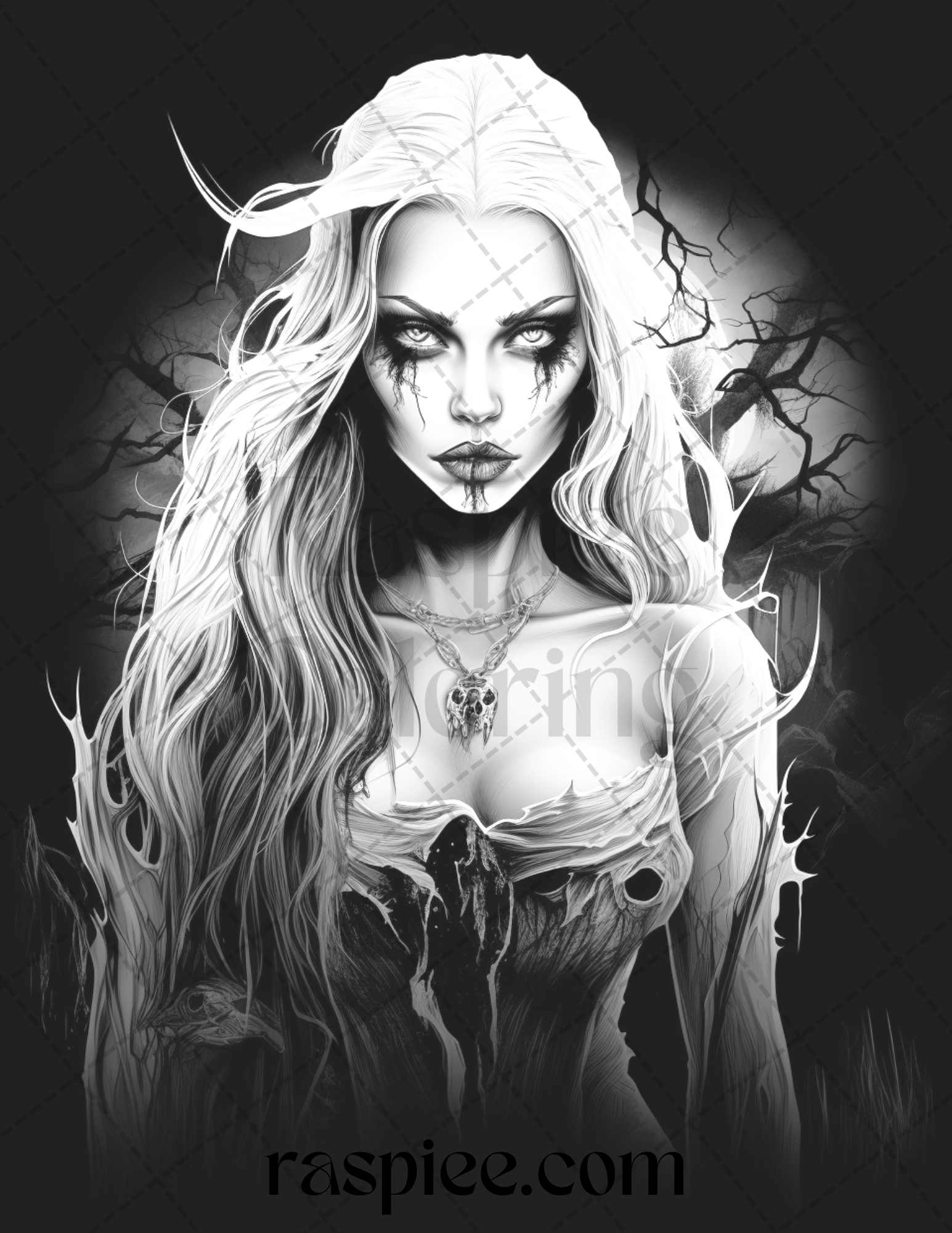 Halloween vampire grayscale coloring pages printable for adults pd â coloring