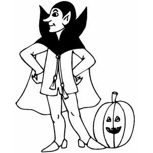 Vampire and pumpkin coloring sheet