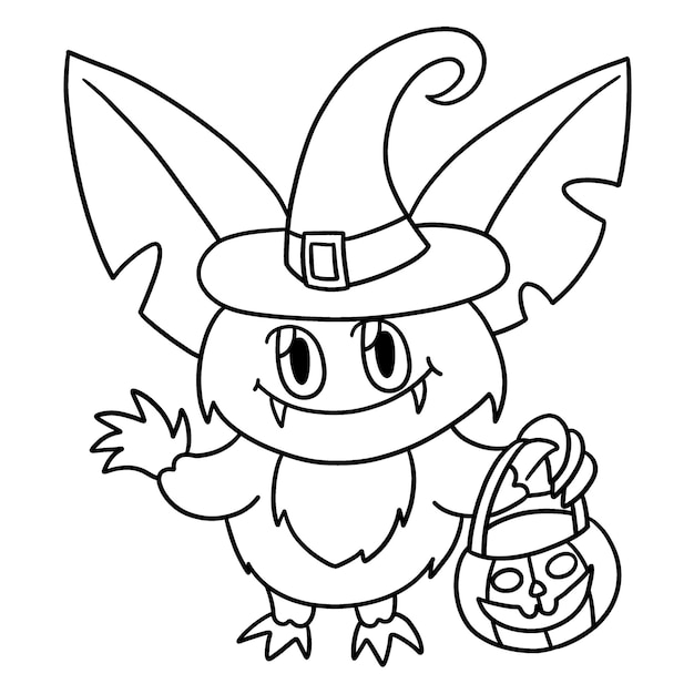 Premium vector vampire owl halloween isolated coloring page