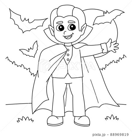 Vampire halloween coloring page for kids