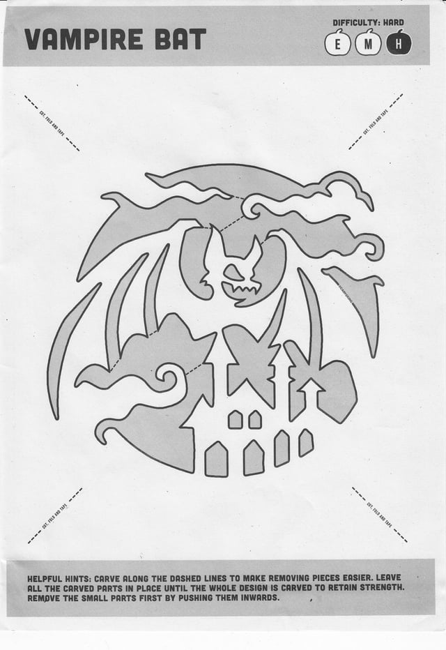 Vampire bat pumpkin stencil