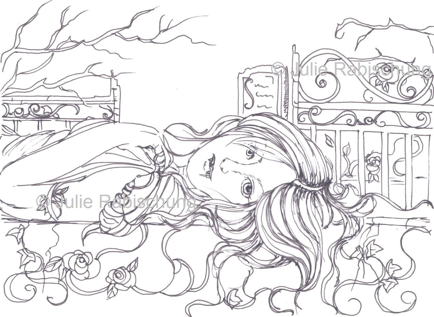 Printable digital coloring page vampire coloring page fantasy coloring page vampire lineartadult coloringdigital stamp digi stamp