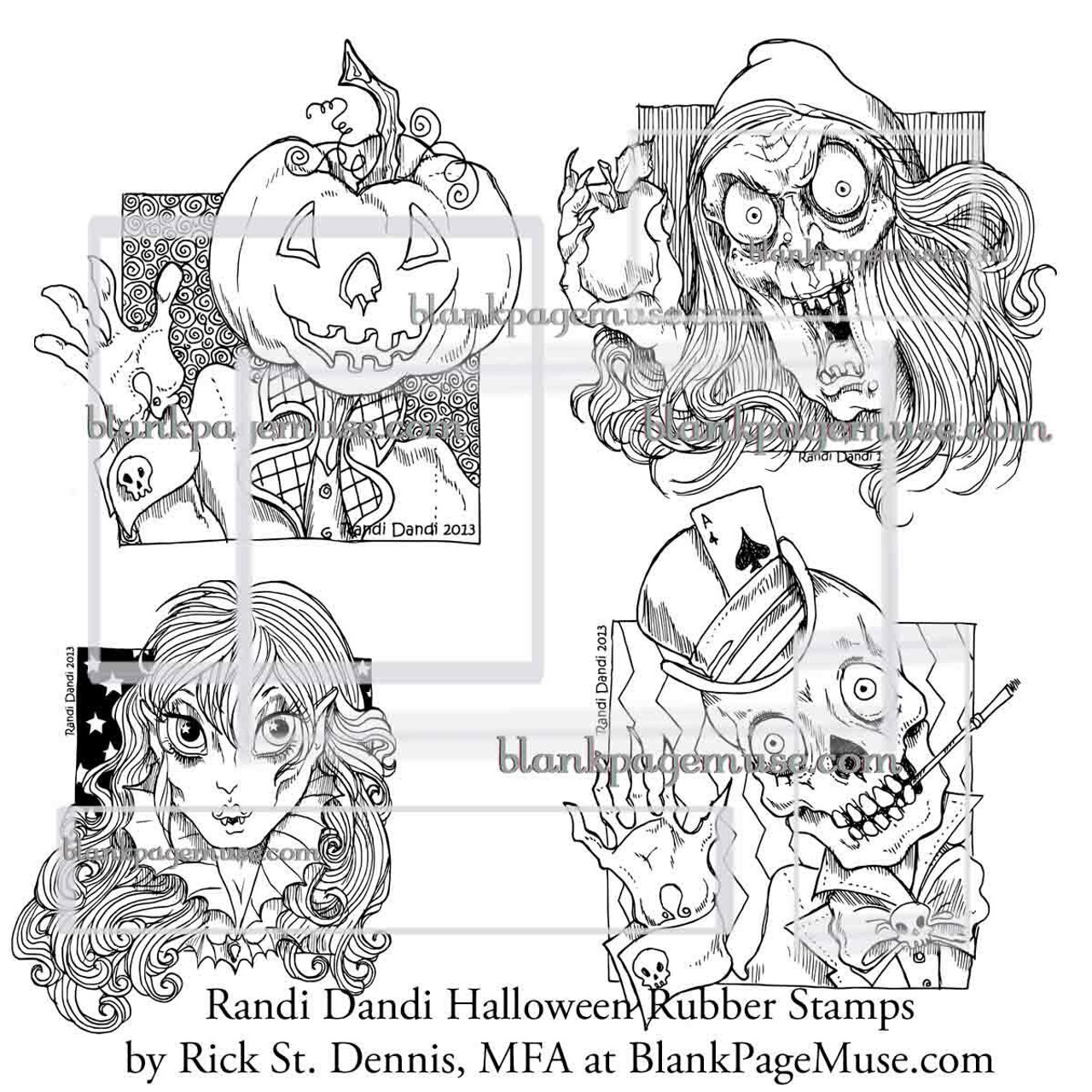 Lets git lit pumpkin head dude miss hagatha crone vanna vampire skelly tonn halloween line art rubber stamps