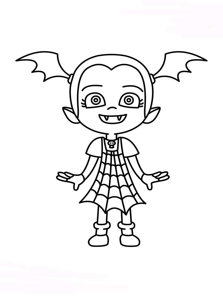 Smiling vampire girl coloring page