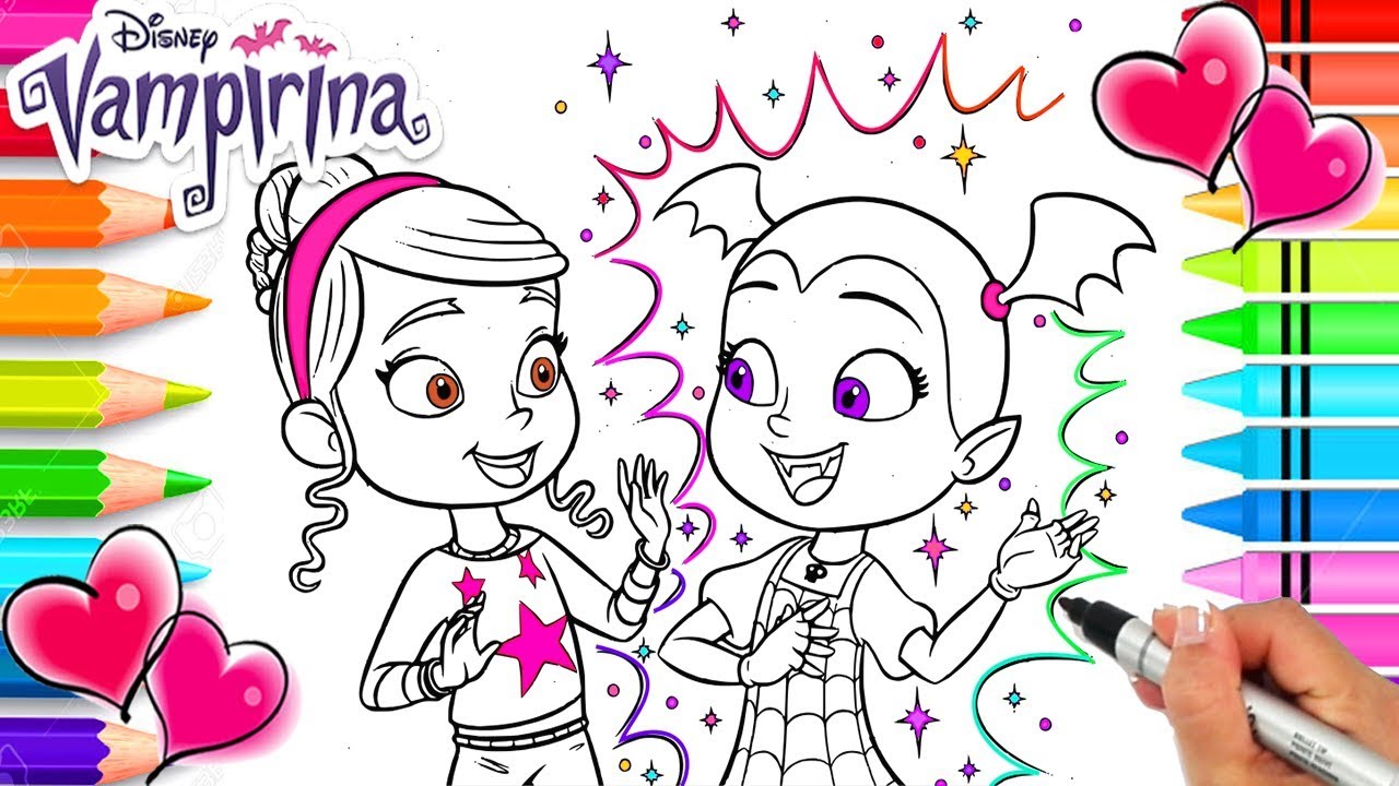 Vampirina and her friend poppy coloring page vampirina coloring book disney jr vampirina