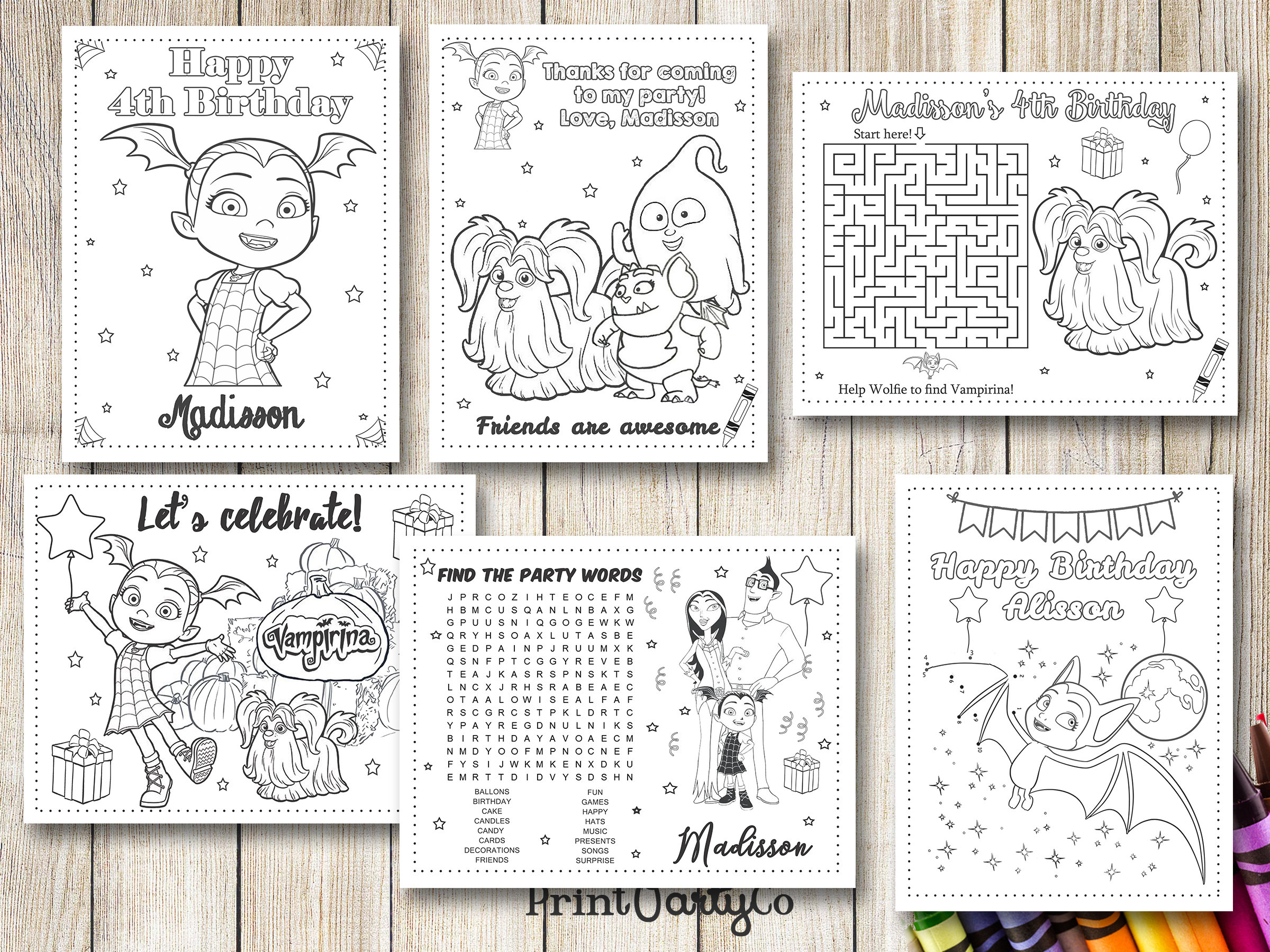 Vampirina coloring pages party favors vampirina birthday party favor vampirina coloring book vampirina activities