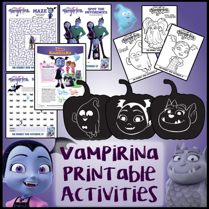 Printable activities and coloring pages featuring vampirina â