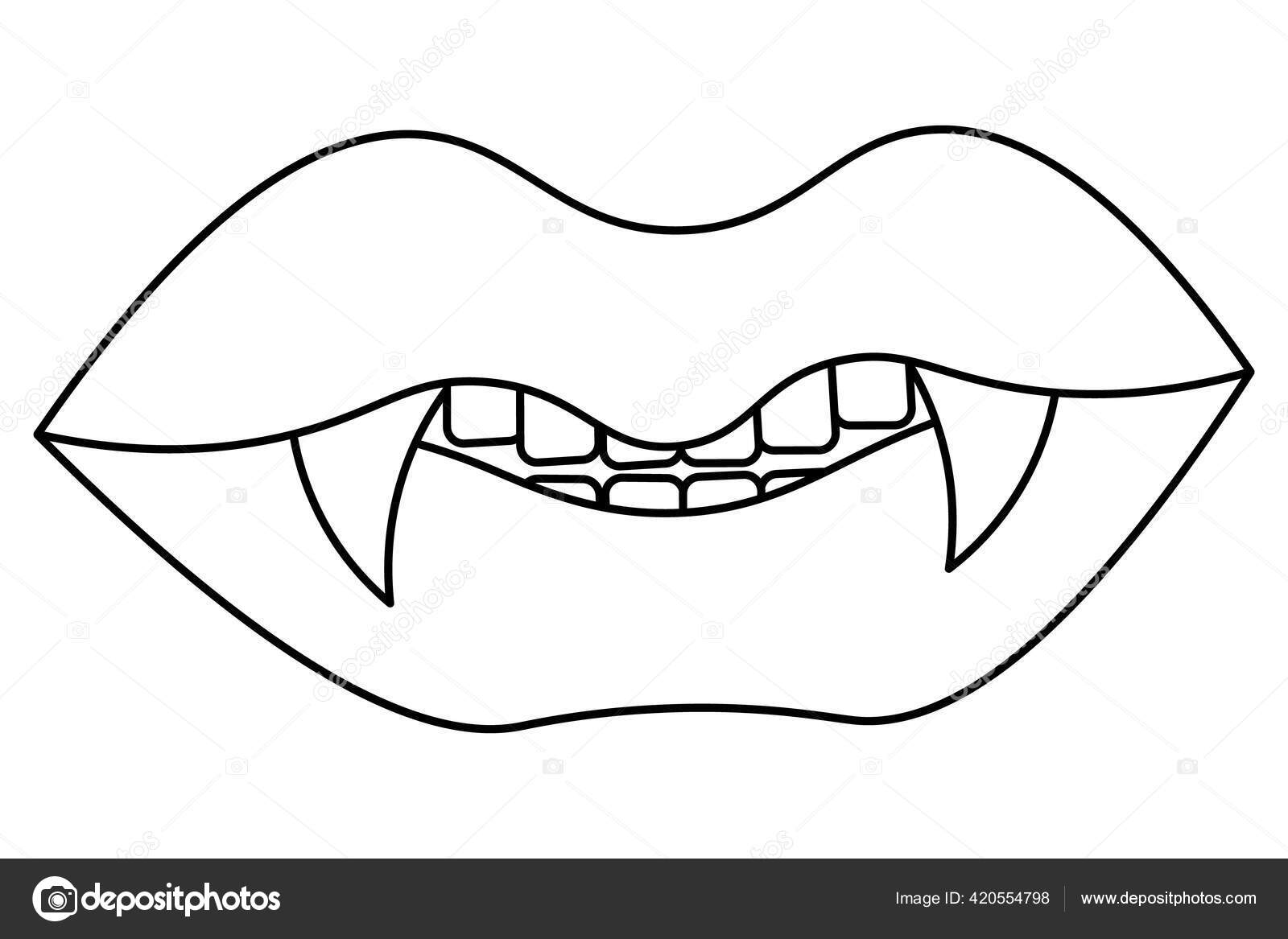 Vampire mouth sketch sharp fangs vector illustration dangerous lips coloring stock vector by gebbimur