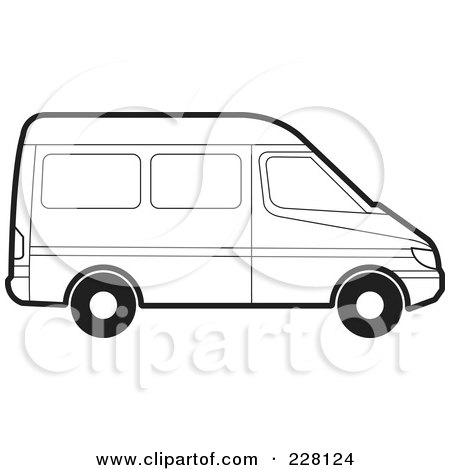 Clipart of a black and white tourist van