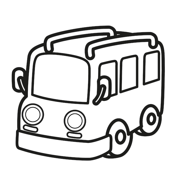 Premium vector illustration black and white van for coloring book