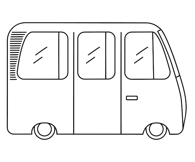 Premium vector a van coloring page doodle style