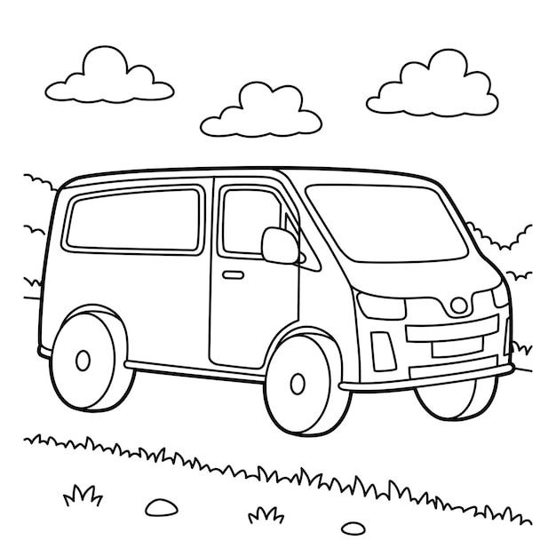 Premium vector van vehicle coloring page for kids