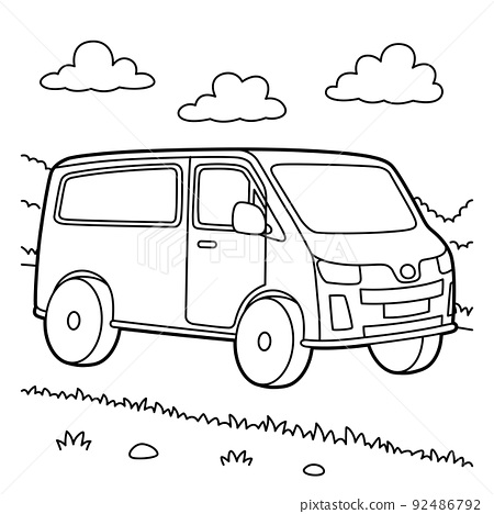 Van vehicle coloring page for kids