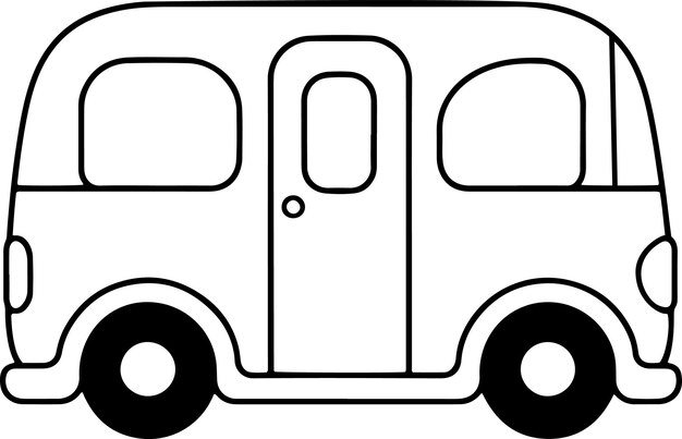 Premium vector bus vector illustration black and white outline bus coloring book or page for children