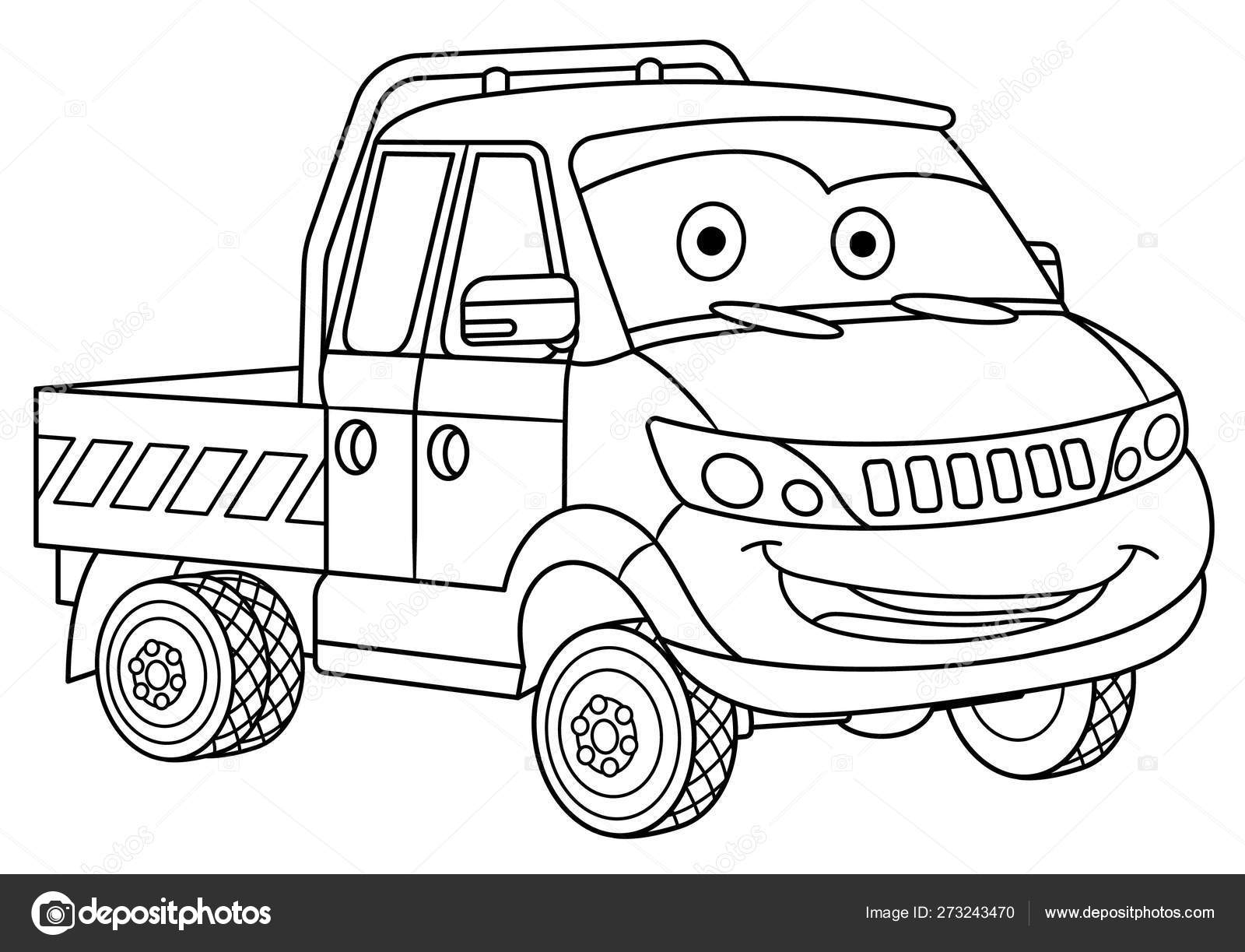 Coloring page with delivery truck cargo van stock vector by sybirko