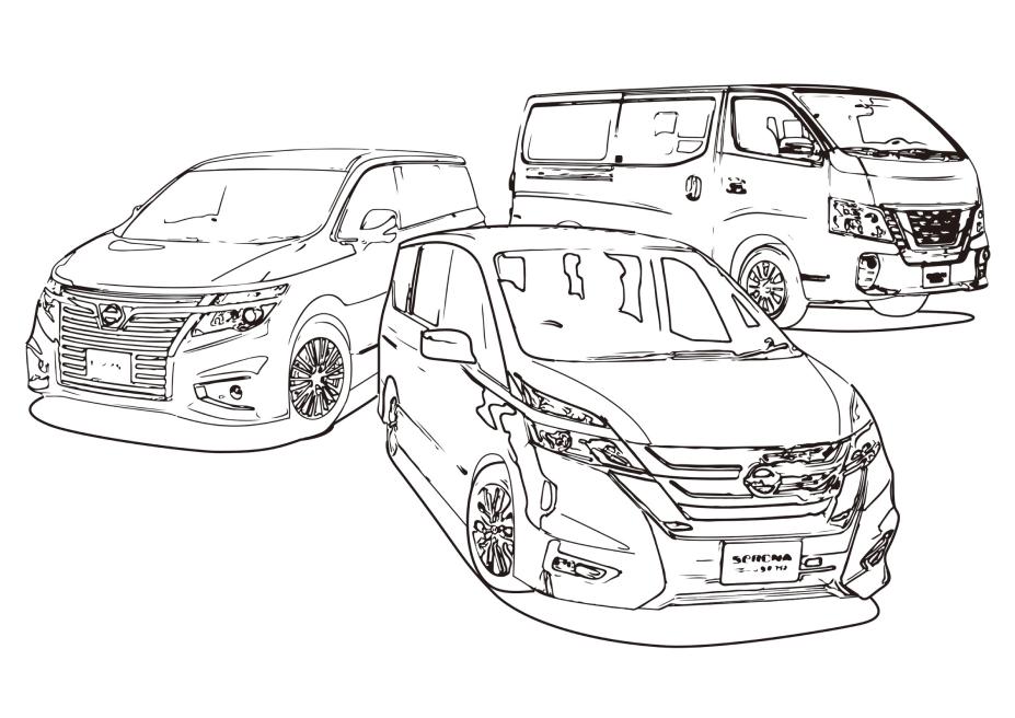 Nissan coloring book sketches