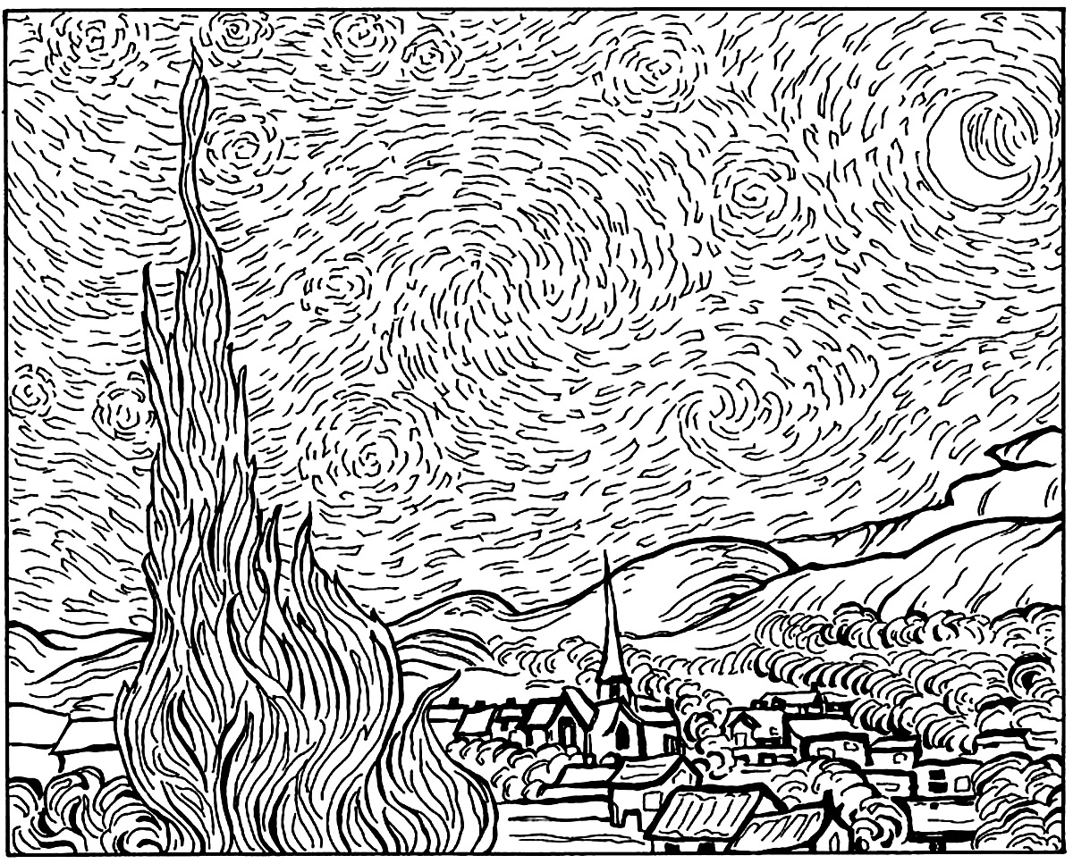 Free coloring pages of van gogh