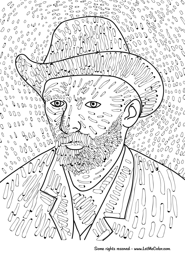 Coloring page of vincent van goghs self