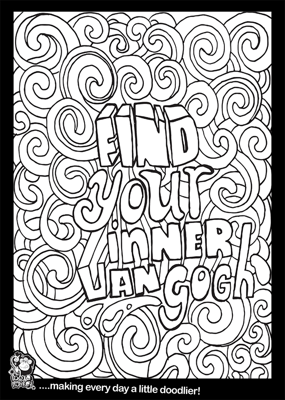 Find your inner van gogh colouring sheet â the doodle monkey