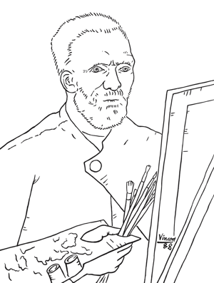 Van gogh colouring pages