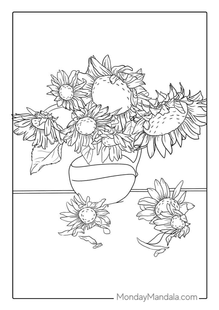 Sunflower coloring pages free pdf printables