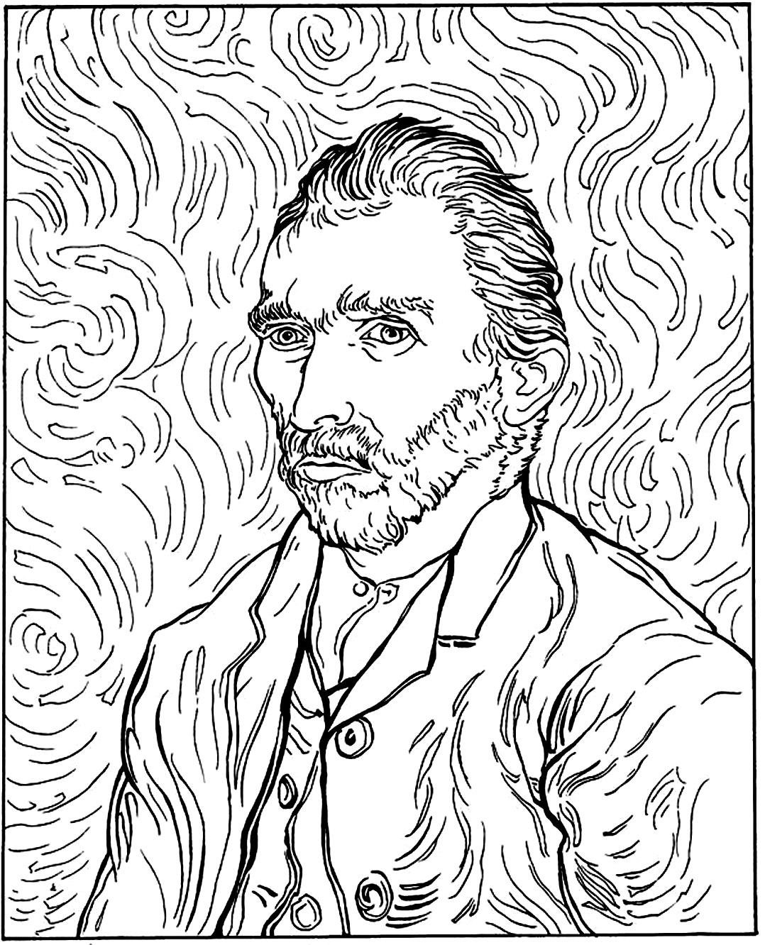 Free drawing of van gogh to download and color