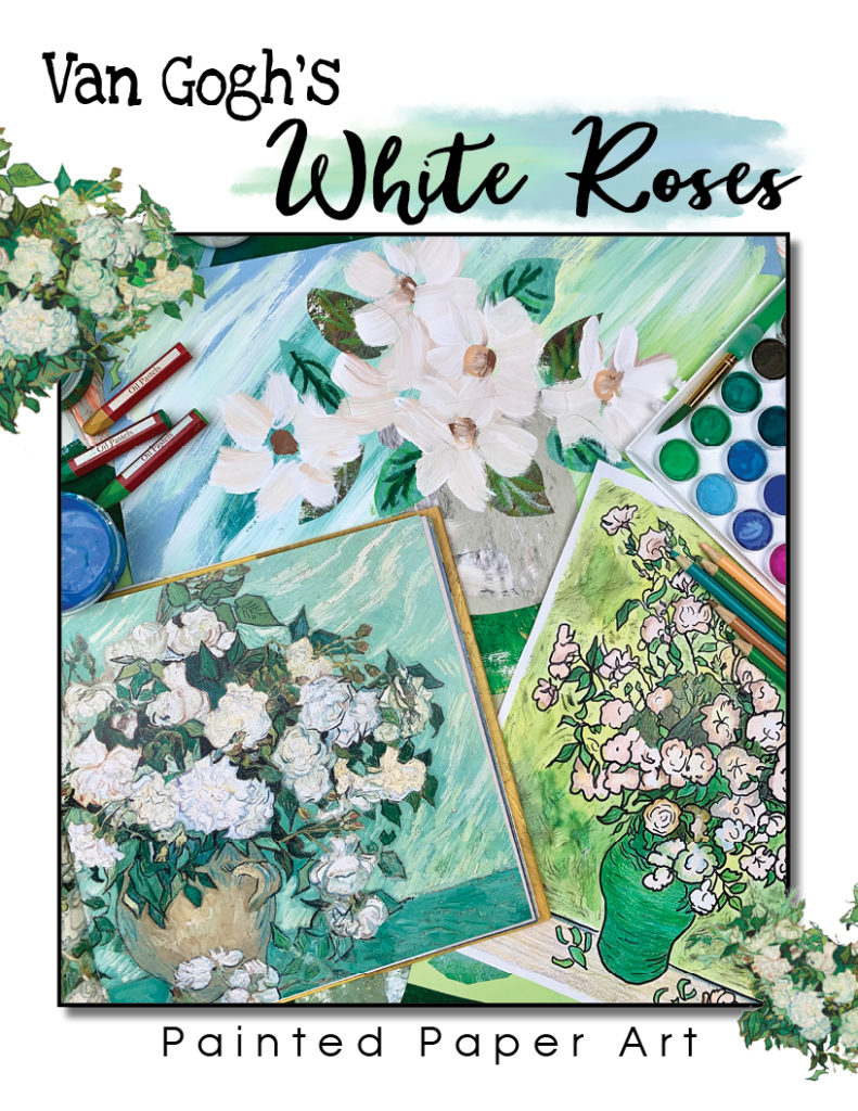 Van goghs white roses â painted paper art