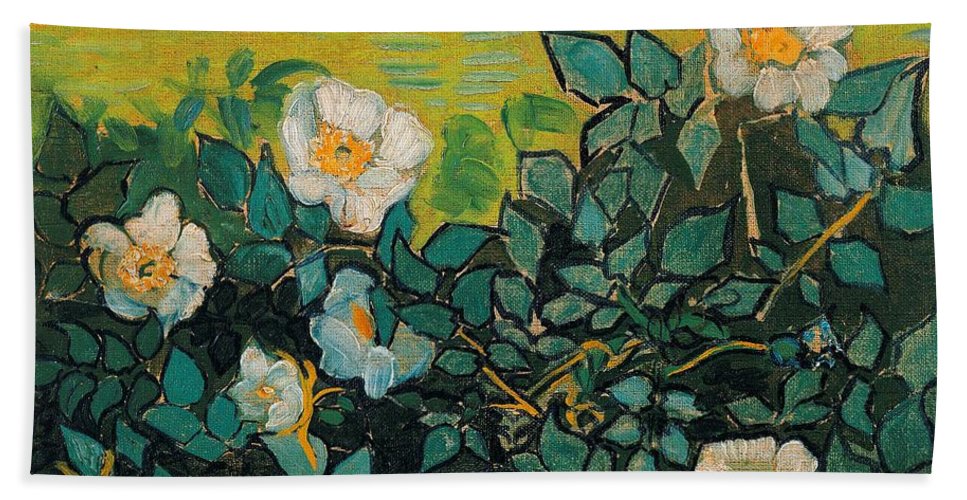 Wild roses beach sheet by vincent van gogh